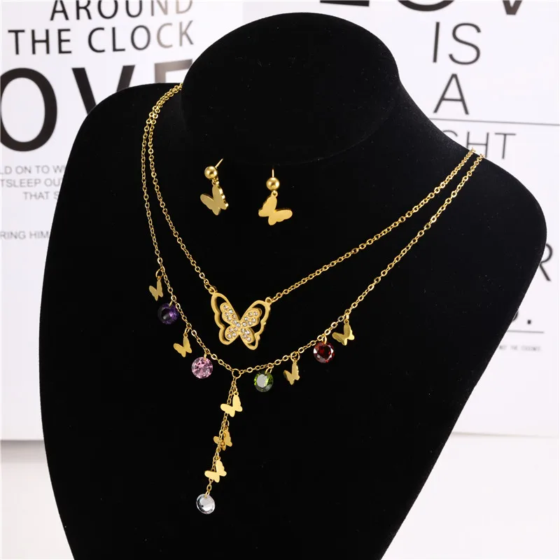 Комплект из колье и серёг с бабочкой нержавеющей стали | Украшения аксессуары