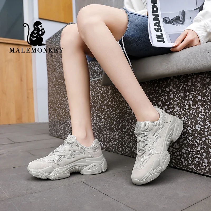 Кроссовки женские из дышащей кожи повседневная спортивная обувь на платформе