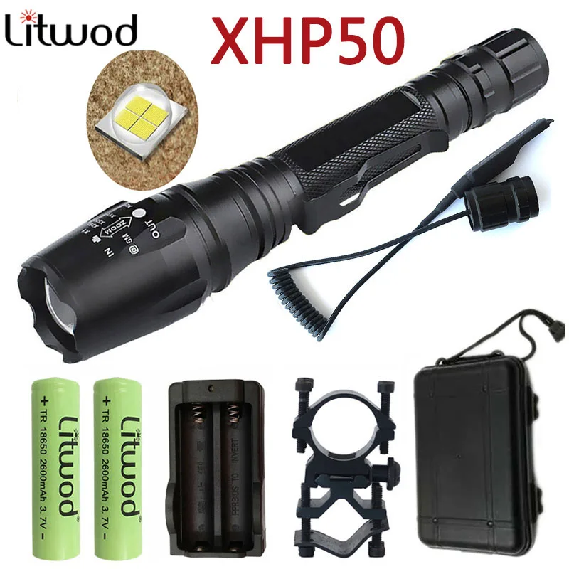 Z25 Litwod Охотничий Тактический фонарик 8000 Люмен CREE XHP50 Мощный светодиодный фонарь