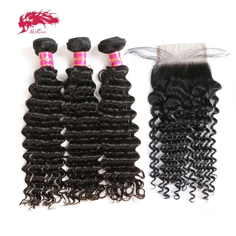 

Волнистые натуральные человеческие волосы с 4x4 HD кружевной застежкой 13x4, фронтальные волнистые человеческие волосы Ali Queen естественного цвета, предварительно выщипанные волосы