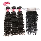 Волосы из натуральных волос с крупными волнами, 4x4, HD, на сетке, 13x4, фронтальные, Ali Queen, естественный цвет, предварительно выщипанная линия волос