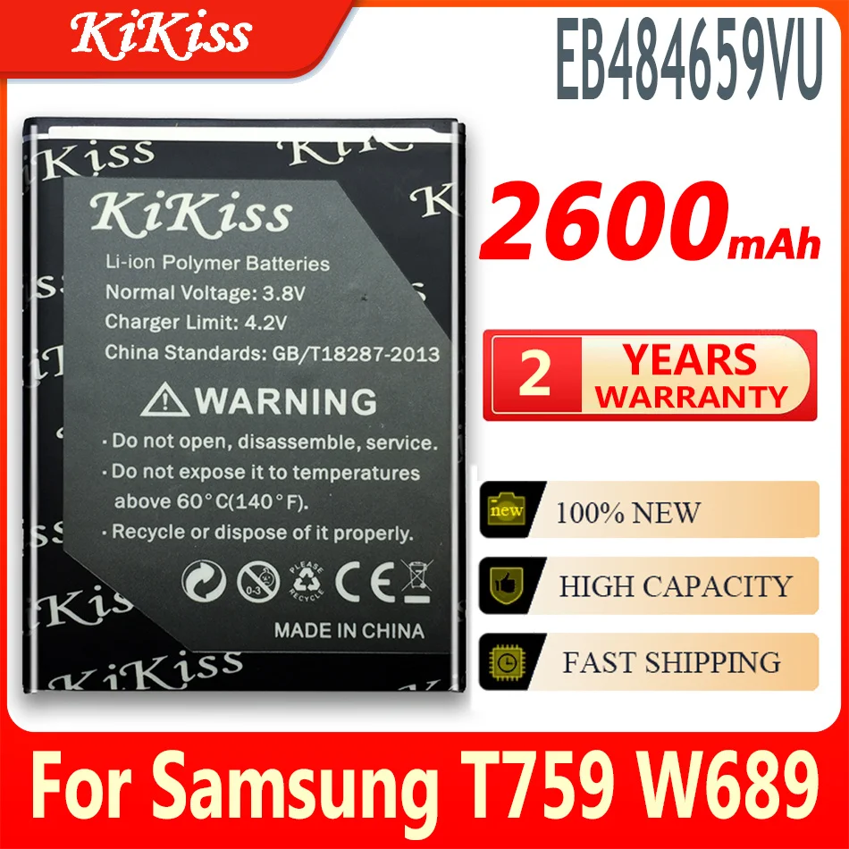 

Аккумулятор для сотового телефона KiKiss 2600 мАч для Samsung T759 W689 S5820 I8150 Exhibit 4G M930 T589 I8350 S8600 I8150 W689 S569 EB484659VU