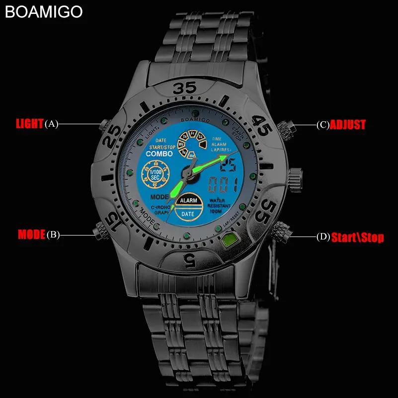 

Men Fashion Watches Quartz Watches LED Analog Digital Watches Stainless Steel Band Wristwatches Gifts For Men Relogio Masculino