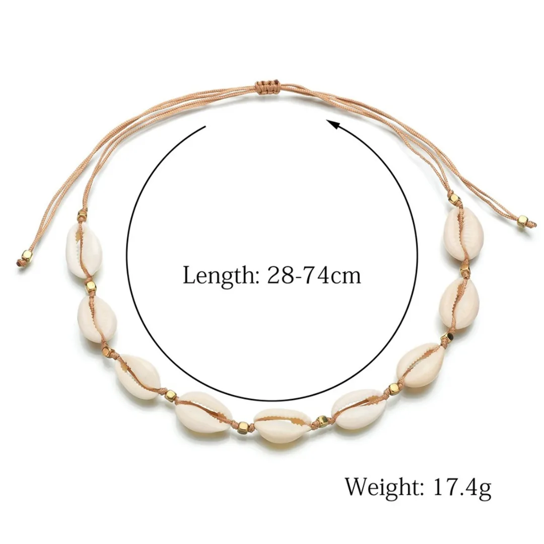 Shell Choker Necklace Women Vintage Mini Beaded Adjustable Weaving Rope Chain Natural Handmade Jewelry | Украшения и аксессуары