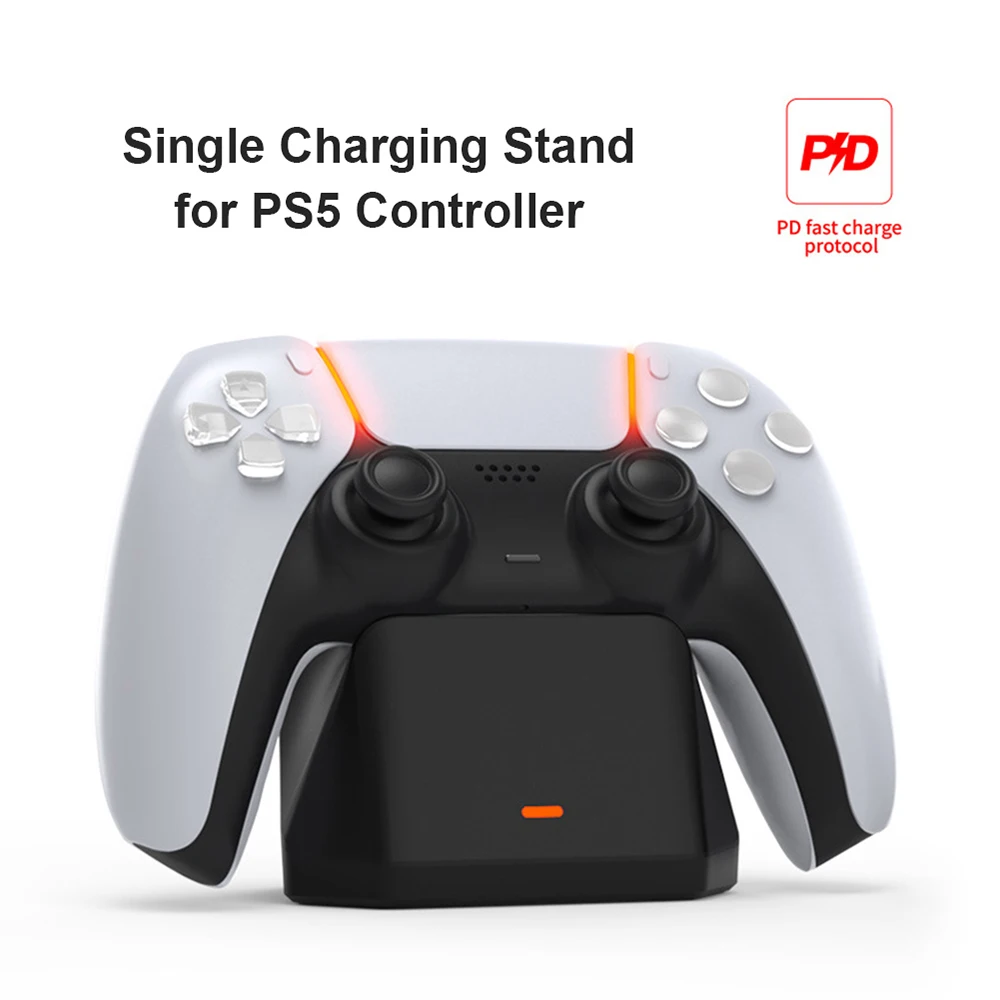 

Single Fast Charger for PS5 Wireless Bluetooth Controller Type C Controller Charger with LED Indicator Fast Charging Dock