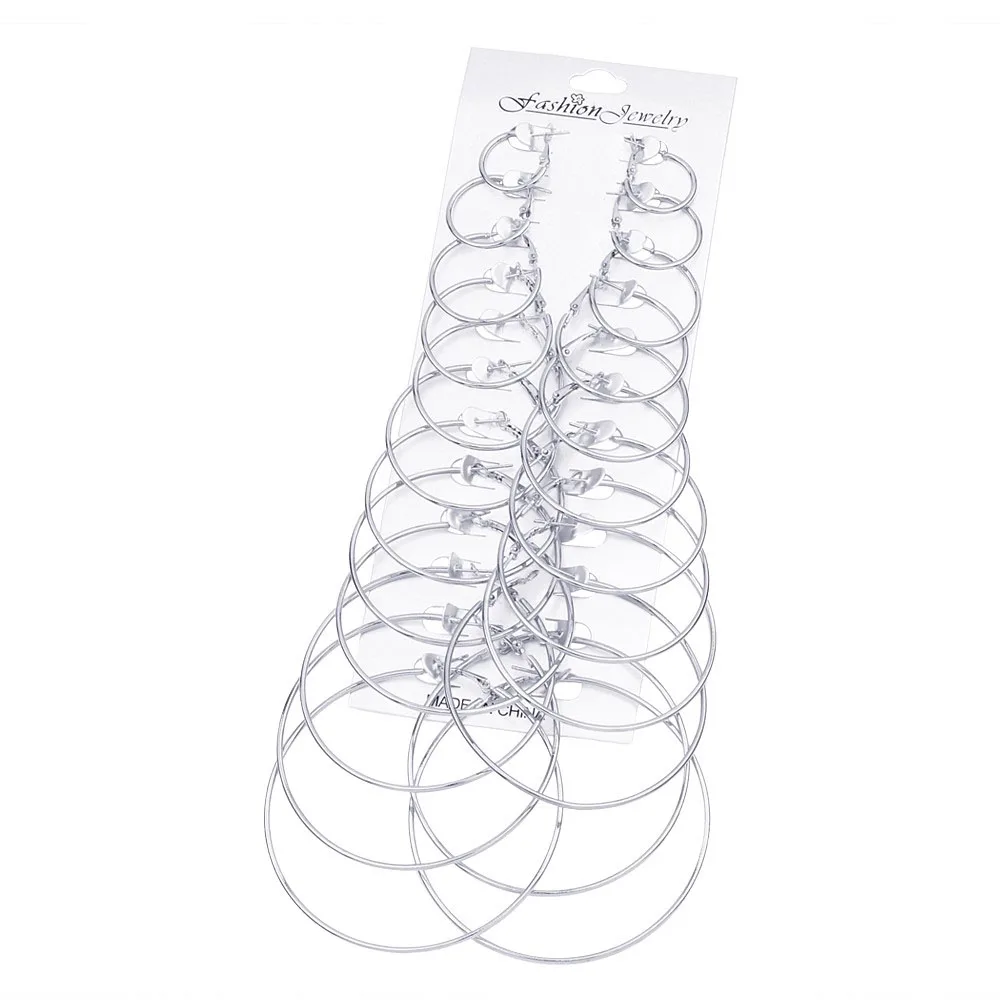 Женские круглые серьги кольца FNIO большие в стиле панк вечерние подарок 12 пар/лот