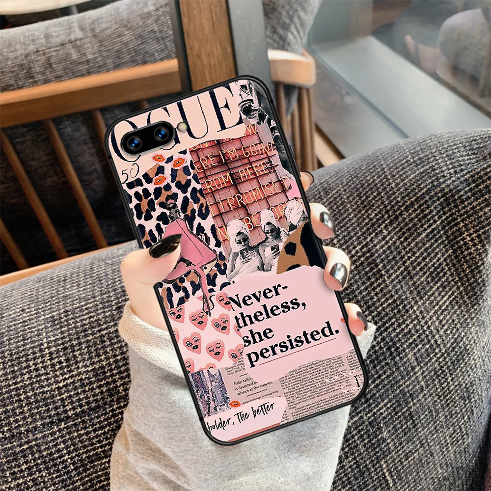 

Vogue Fashion Brand Woman Phone Case Cover Hull For HUAWEI honor 7a 8 8s 8a 8x 9 9x 10 20 i Lite Pro black Cell Silicone Prime