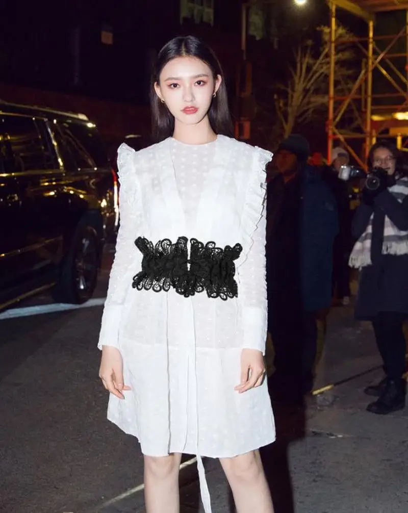 

Waist Art Fashion Luxury Air-Permeable Hollow Embroidery Waist Dress Decoration Wide16cm Lace Lady Trend Girdle Lace women belt