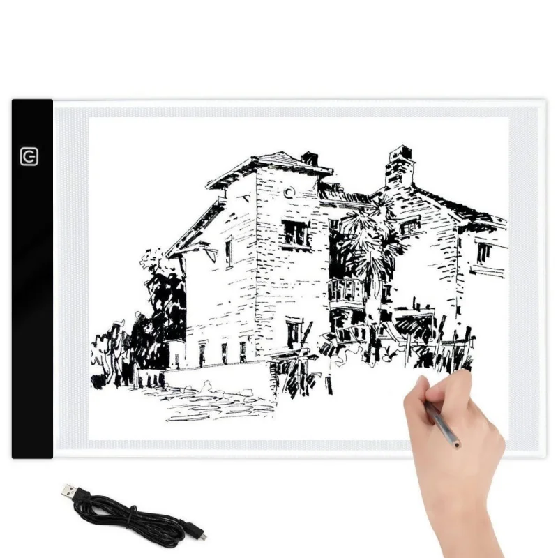 LED Light Drawing Tablet Children A4 Magic Pad Sketch Sign Mirror Copy Digital Dimming Air Flow Tracing Board for Kid | Канцтовары для