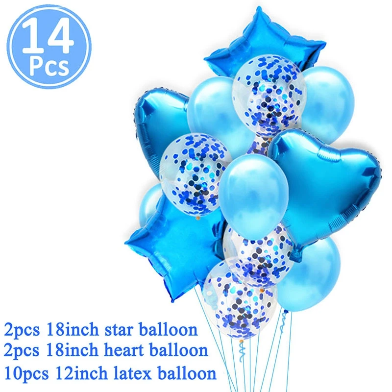 First Birthday Boy Party Blue Silver Confetti Balloons Banner 1st Happy Decorations Baby My 1One Year Decor | Дом и сад