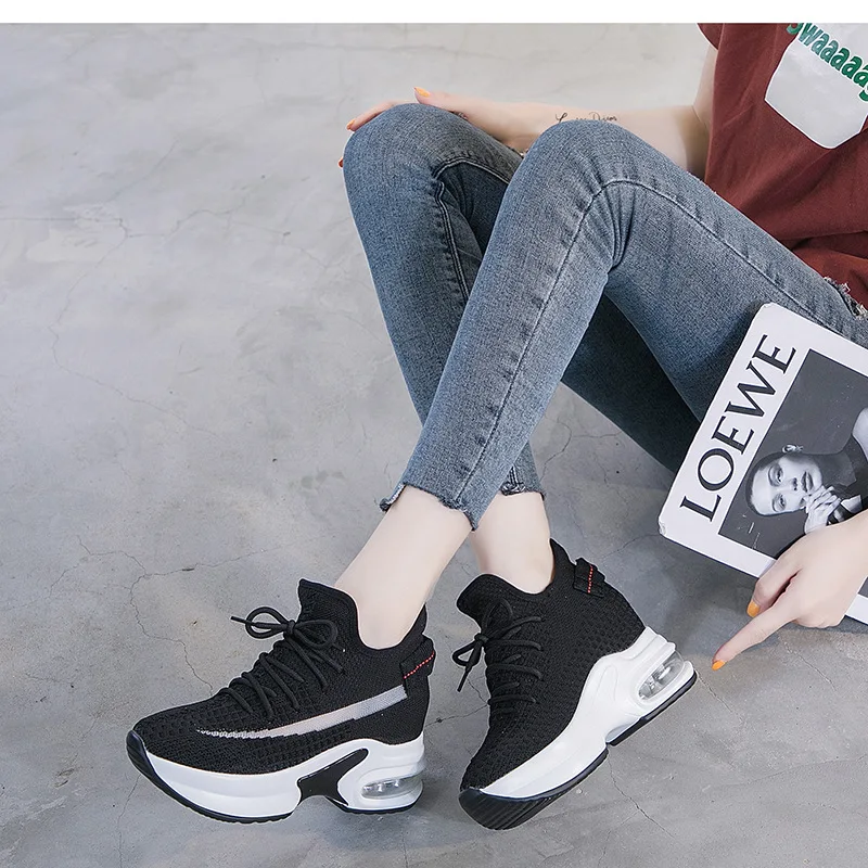 Женская Повседневная обувь SWYIVY кроссовки на среднем каблуке платформе женская