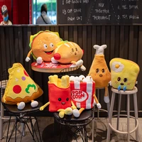 cute cartoon fast food stuffed burger french fries pizza popcorn pillow xmas soft plush doll toy