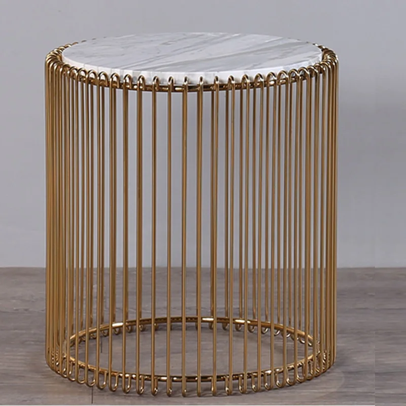 

Europe Modern Design Wire Stainless Steel Copper Side Center Coffee Table With White Marble Top