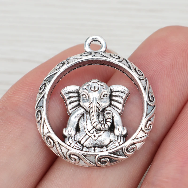 10 x Серебряный Тибетский слон Ganesha Очаровательные Подвески для бус изготовления