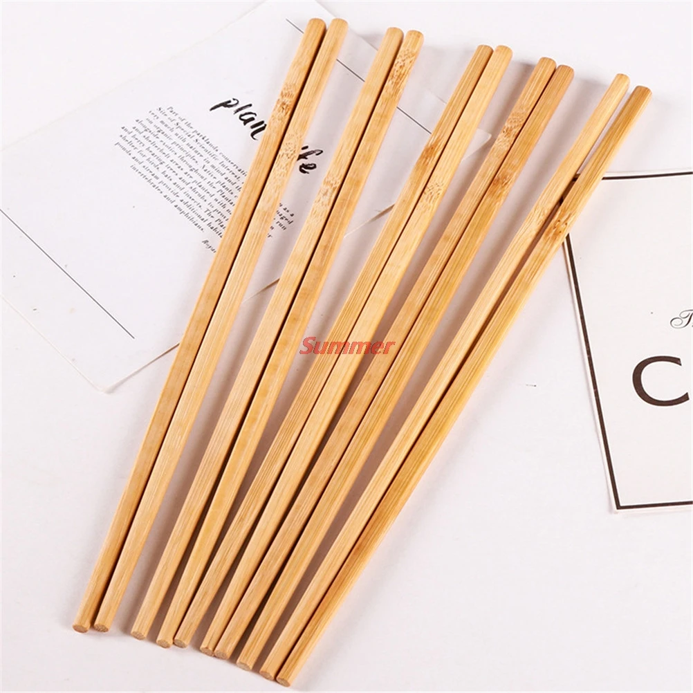 

New 5 Pairs Natural Wooden Bamboo Chopsticks Health Without Lacquer Wax Tableware Dinnerware