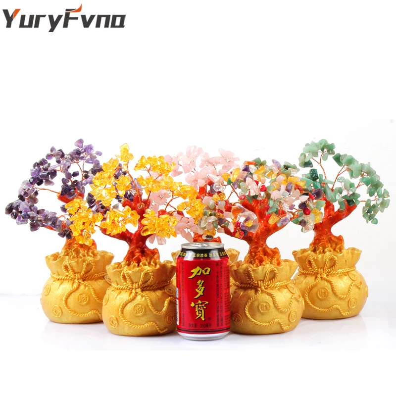 YuryFvna 7 дюймов высотой с украшением в виде кристаллов Lucky Money Tree Фигурка фэн-шуй для