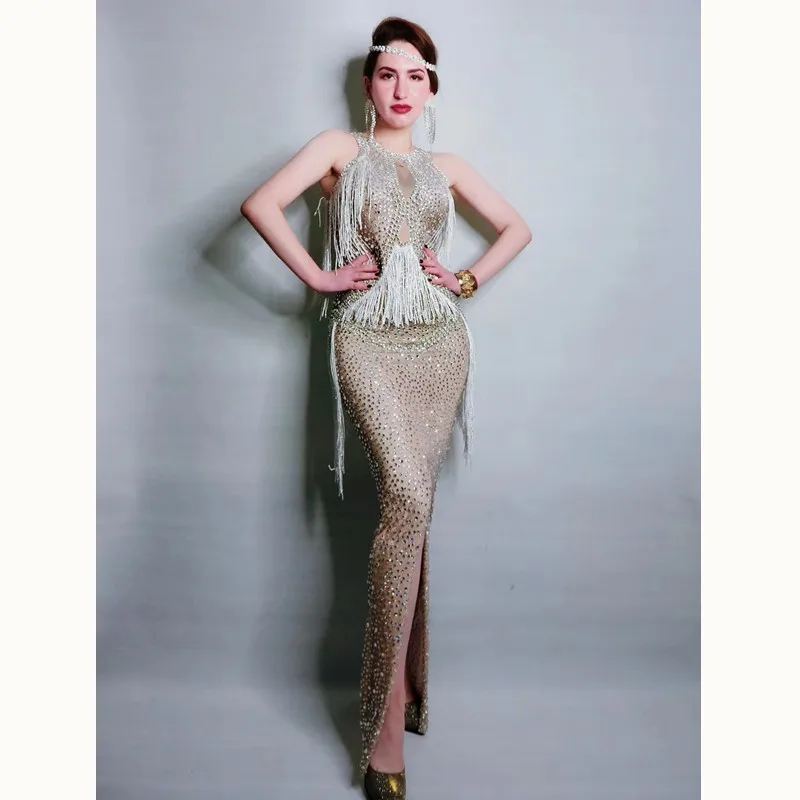 Новинка элегантное женское платье с кисточками и кристаллами привлекательное