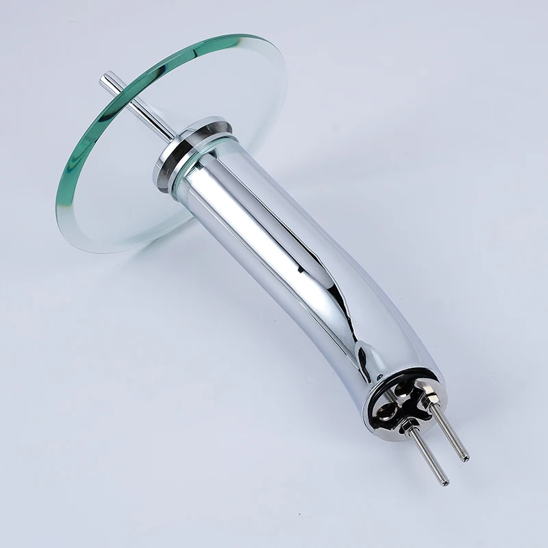 Грибовидный стеклянный водопадный кран с длинным горлом. Прозрачный