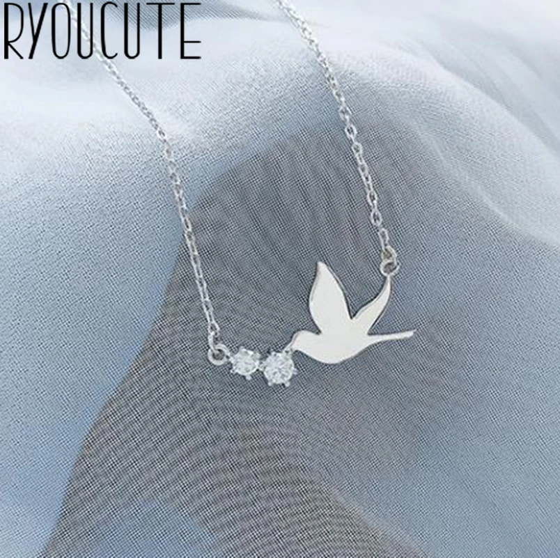 Женское винтажное ожерелье Ласточка серебристого цвета подвеска в стиле панк