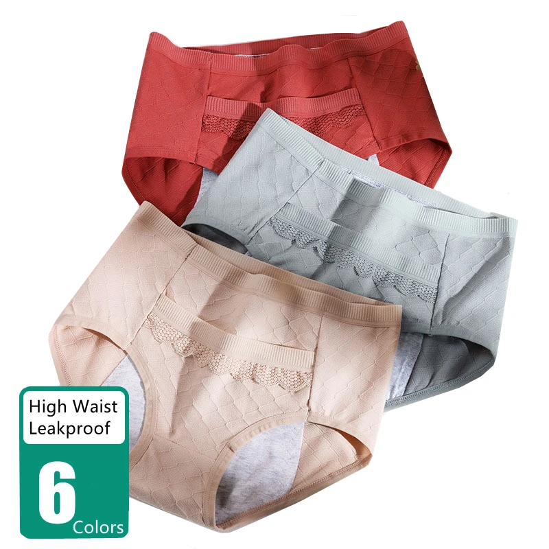 

3pcs/Lot Waterproof Panties Woman High Rise Underpants Women Briefs Cotton Female Underwear For Periods Pantys Winter Lingerie