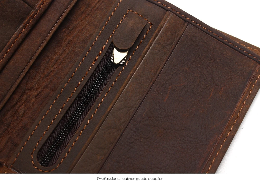 Crazy Horse Leather Men's Top Layer Leather Lattice Wallet Business Real Leather Luxury And Classical Design Mens Small Wallet