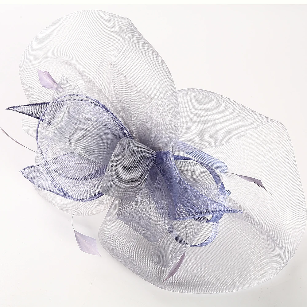 

Шляпа Женская Федора, элегантная Свадебная шляпа с перьями, фиолетовая модная, головной убор для церкви, летняя