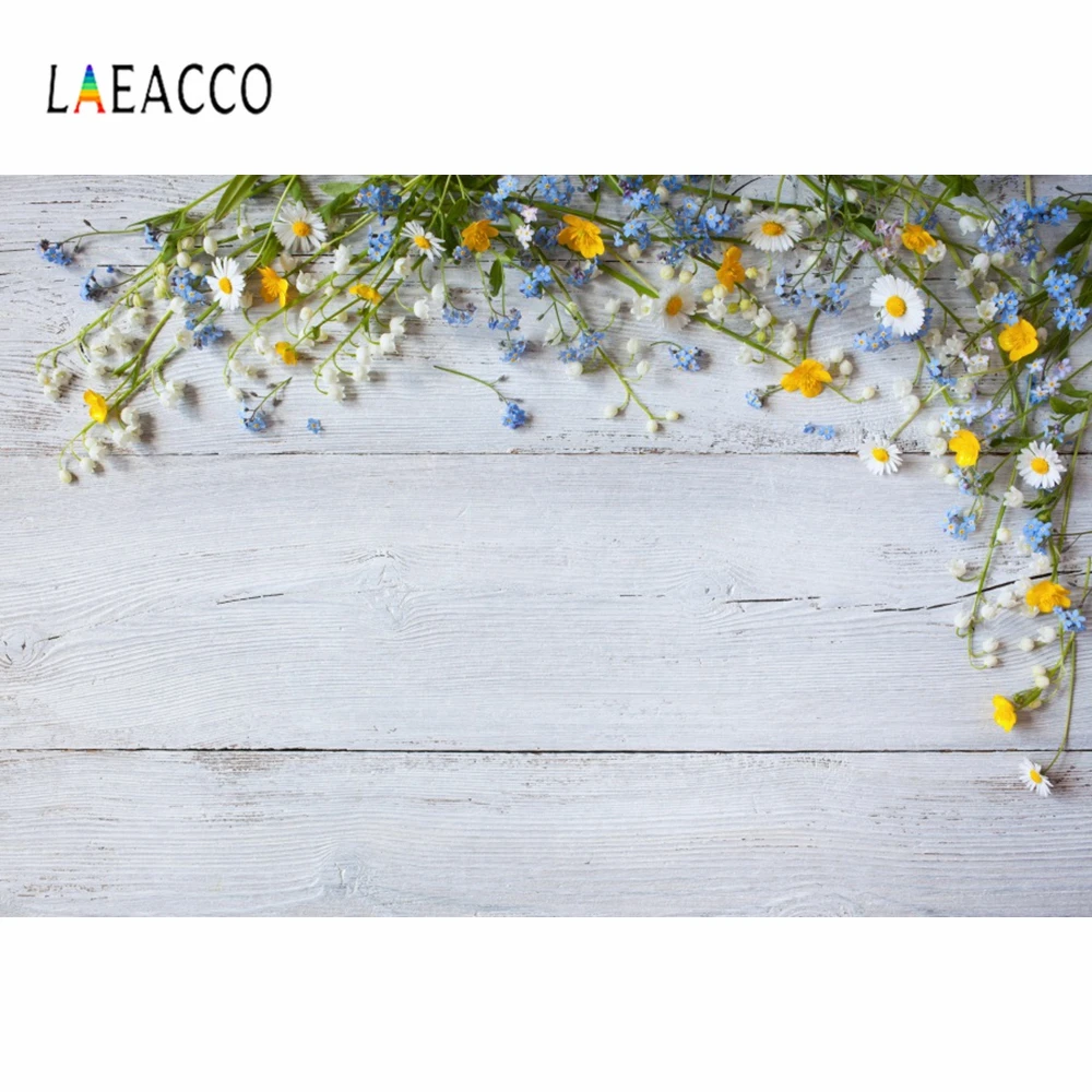 

Фон Laeacco для фотосъемки с изображением белых деревянных Маргариток и цветов