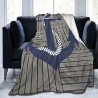 flannel sheet soft comfortable vintage wood grainnautical blue spring autumn fleece blanket warm boy adult office 8060