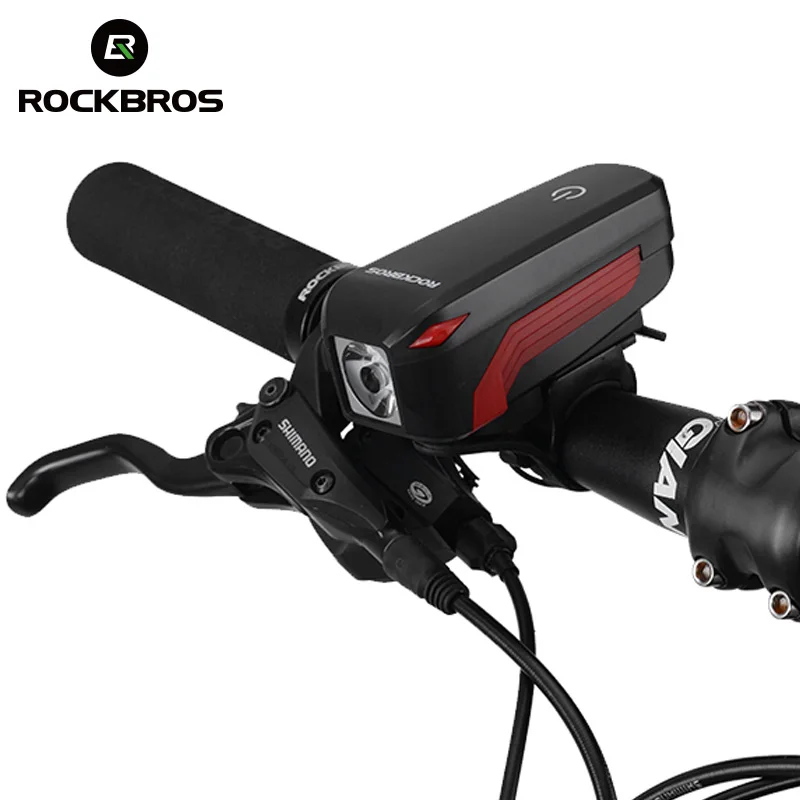 ROCKBROS Rechargeable2 в 1 велосипедный светильник Звонок звуковой сигнал 350 Люмен USB MTB