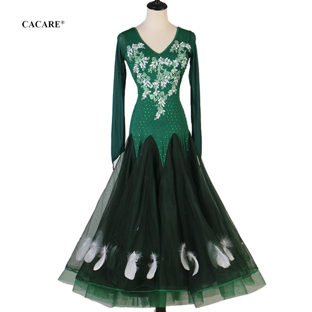 

Ballroom Dress Dance Competition Dresses Standard Tango Waltz Modern Costume Women Customize D1017 Mesh Sleeve Big Sheer Hem