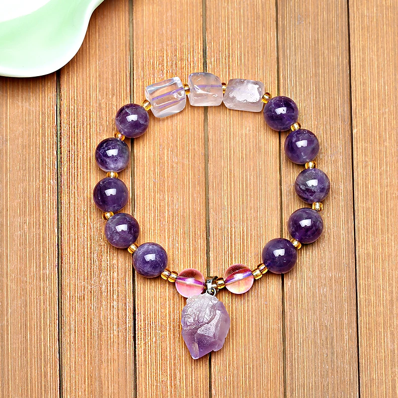 Женский браслет jinzeyi с натуральным фиолетовым кристаллом классические браслеты