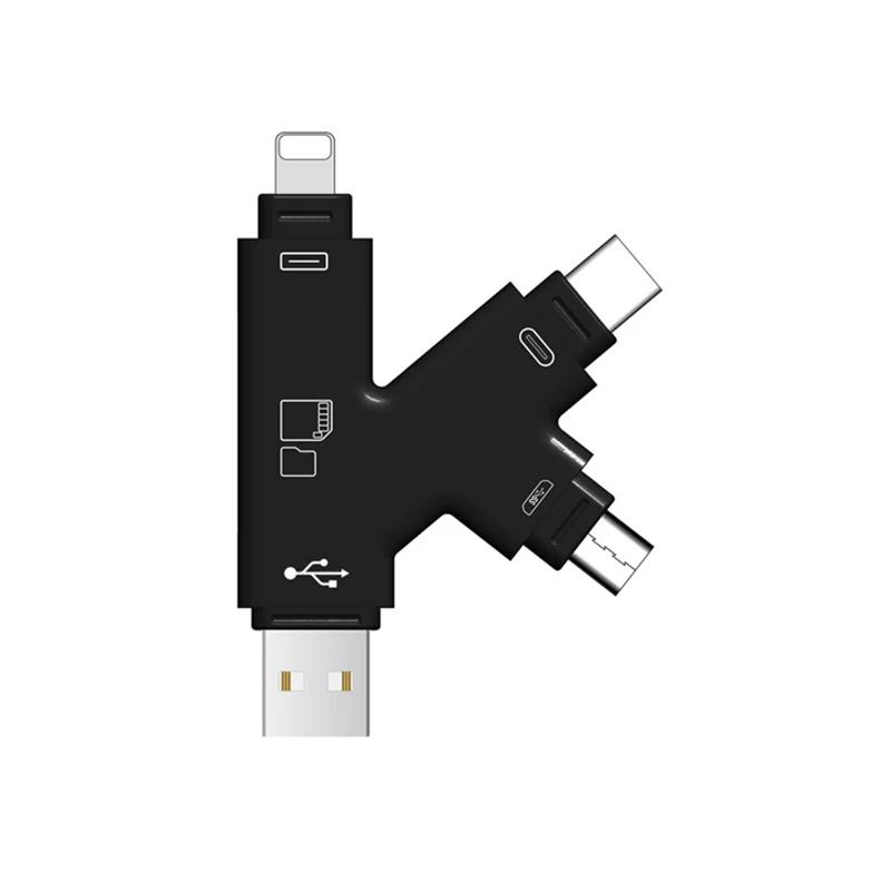 4 в 1 устройство для чтения Micro USB Type C TF SD карт OTG адаптер iPhone 12 11 XS MAX XR 7 8 Plus iOS Macbook