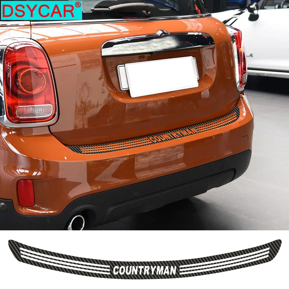 

DSYCAR 1Pcs Car Styling Rear bumper Trunk Edge Protector Guard Trim 5D Carbon Fibre Vinyl Decal stickers for MINI R60 Stickers