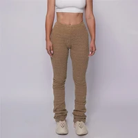 adogirl casual solid y2k high waist pants autumn women basic pencil pants workout out trousers knit skinny leggings