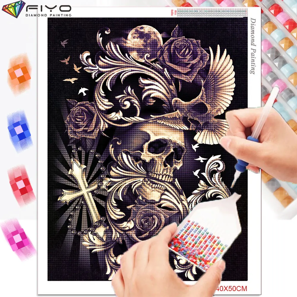 Алмазная 5D картина сделай сам на Хэллоуин череп готический скелет мозаика