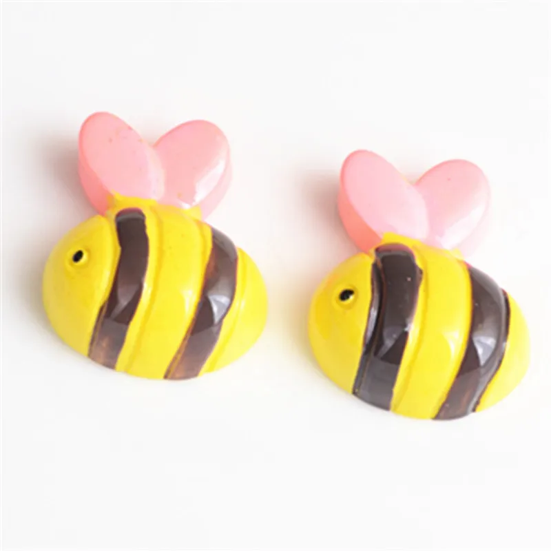 Pink bee 10/20/30 шт милые маленькой Пчелкой; плоская полимерная DIY рукоделия аксессуары для волос защитный чехол для телефона Шапочка-парик из косичек украшения - Цвет: Pink bee