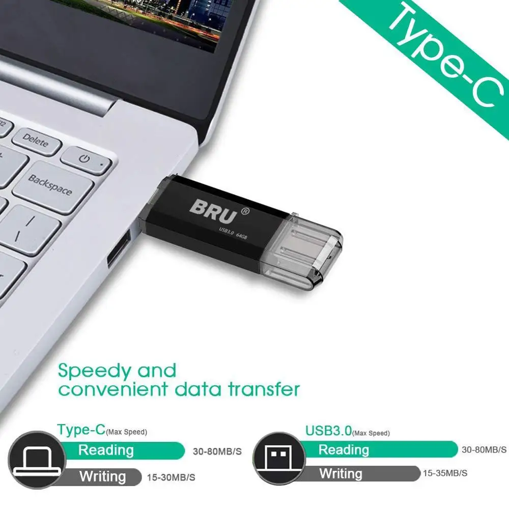 BRU OTG флешка Usb 3,0 флеш-накопитель type-c высокоскоростной флеш-накопитель Usb флешка 16g 32g 64gb 128gb Логотип на заказ