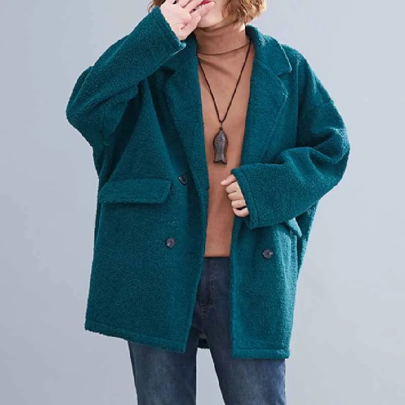 Размера плюс Винтаж Для женщин зимние балетки из овечьей кашемировое пальто 2019