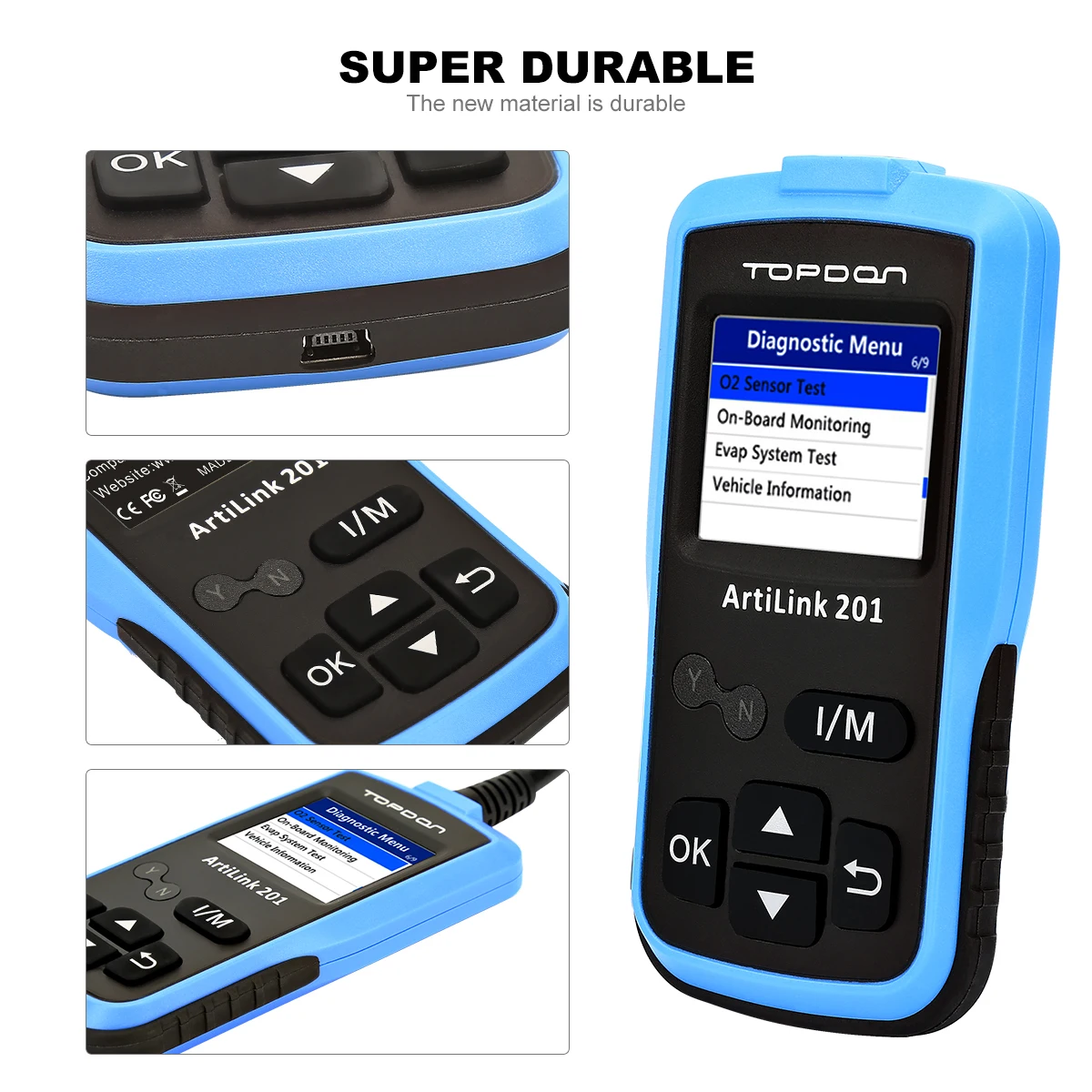 TOPDON arilsink 201 OBD2 автомобильный считыватель кодов полная функция OBD2 AL201 контрольный светильник двигателя(MIL) Live Data Freeze Frame Просмотр данных