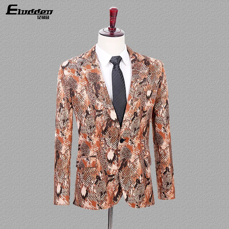 2021 мужские бронзового цвета костюм для досуга с питоновым принтом Новая мода