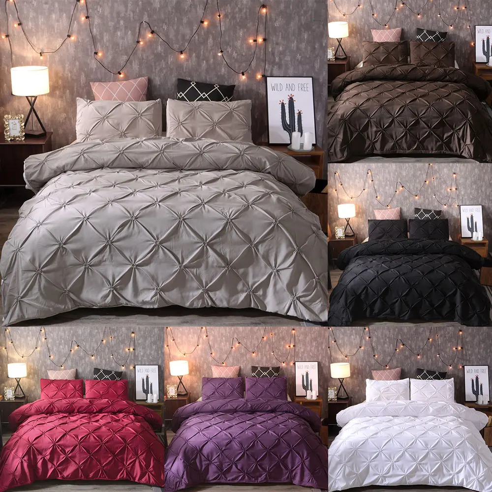 

Simple Luxury Bedding Set Gray Duvet Cover Sets Solid Color Bedspread King Bed Set Double Bed Line Colorful Comforters For Adult