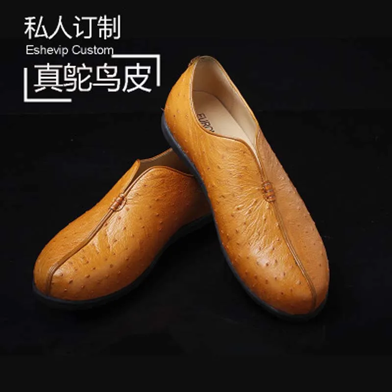 

ourui new selling true Ostrich leather male Casual shoes Men's shoes