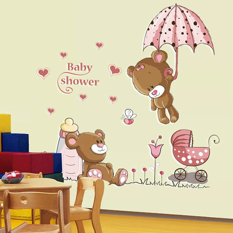 Настенный Стикеры для маленьких девочек детей номеров домашний декор Мишка