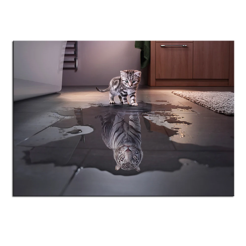 

Newest Island 1 Panel Decorations Modern Canvas Prints Artwork Cat Tiger Pictures Paintings Canvas Wall Art Painting Decor