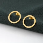 Простые маленькие круглые серьги в минималистском стиле для женщин и мужчин, модные круглые серьги-гвоздики из нержавеющей стали, бижутерия, подарки для женщин