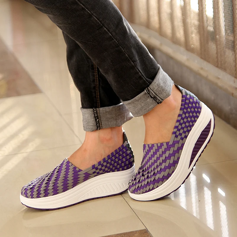 

Women Slip On Casual Woven Platform Sneakers Spring Summer Women Shoes Ladies thick soled Autumn Footwear XKD6024