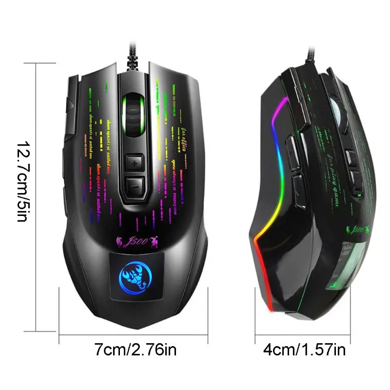 

10000DPI 7 Buttons USB Wired Mouse RGB LED Light Gaming Mice with Display Screen
