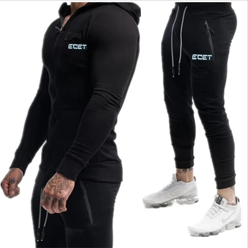 

Muscle Brothers Men's Sports Suit Fitness Outdoor Sports Running Traininglong-sleeved shirt + pants gym running sportswear suit