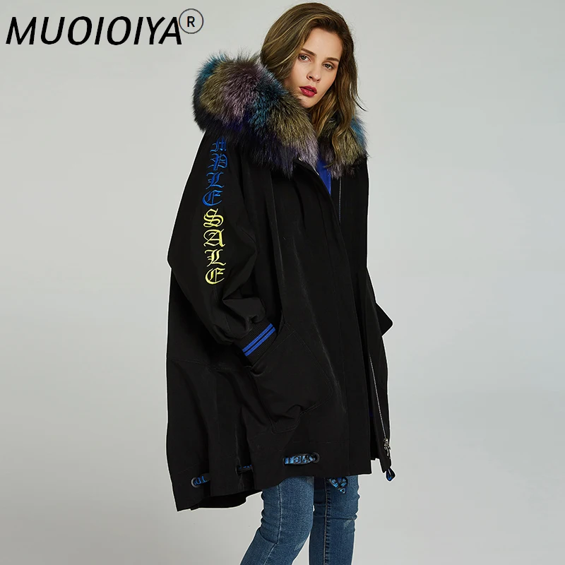 

Женская Длинная зимняя куртка с воротником из лисьего меха