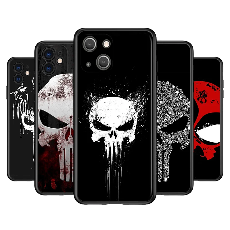 

Marvel Punisher Skull Silicone Cover For Apple IPhone 13 12 Mini 11 Pro XS MAX XR X 8 7 6S 6 Plus 5S SE Phone Case